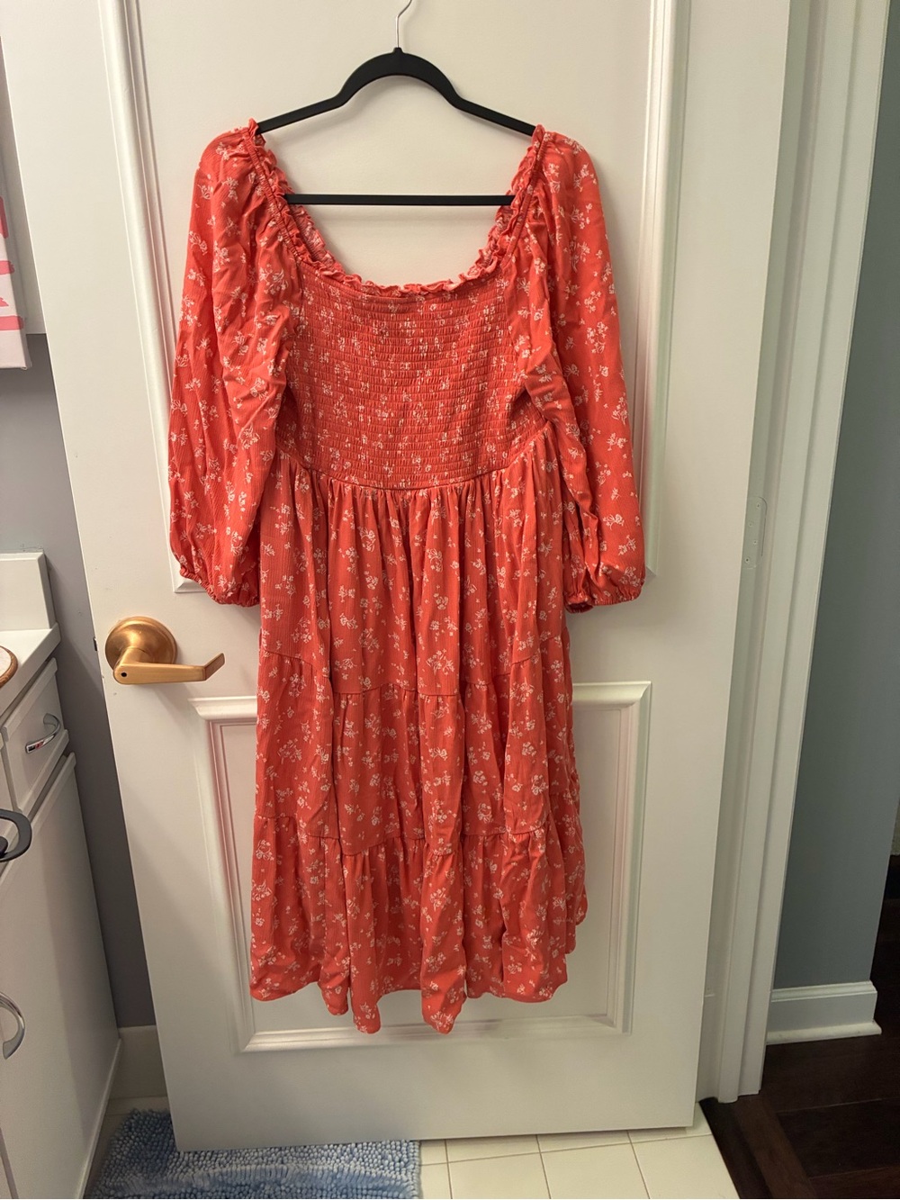 torrid Coral Floral Smocked Midi Dress